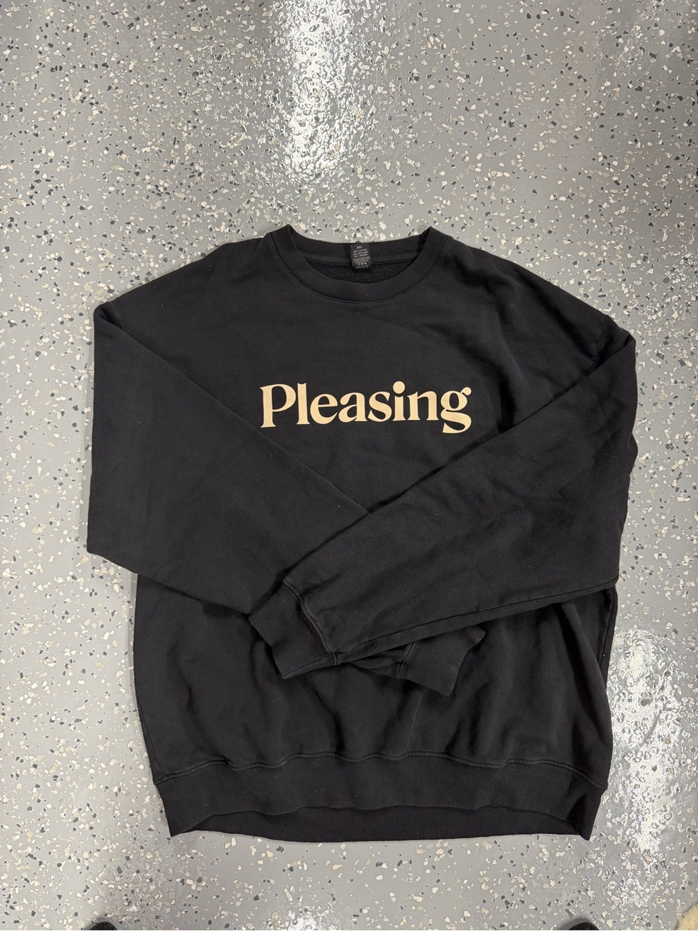 Pleasing Logo Crewneck Sweatshirt - Black with Cream Print - Picture 2 of 3